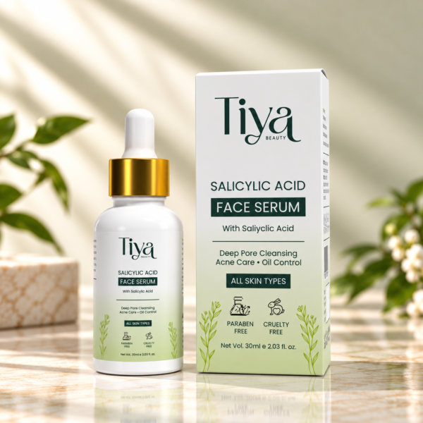 Tiya Beauty Salicylic Acid Face Serum bottle with its carton